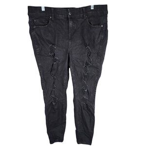Womens Torrid Black Bombshell Skinny Denim Jeans Premium Stretch Distressed 18